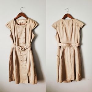 Michael Kors | Double Breasted Button Cap Sleeve Belted Midi Dress